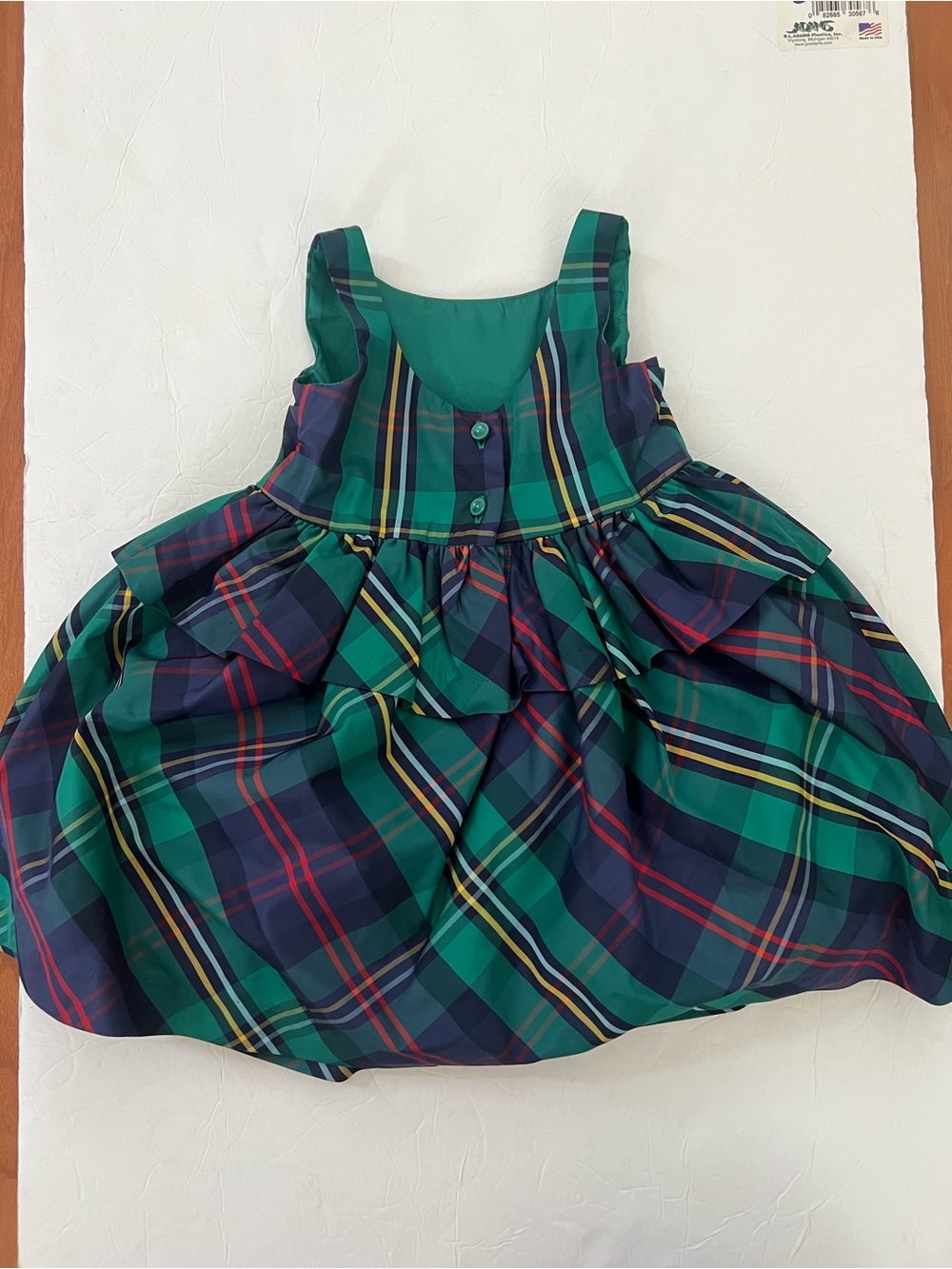 12-18m Janie and Jack Green/Navy Plaid Sleeveless Bubble Dress NWOT